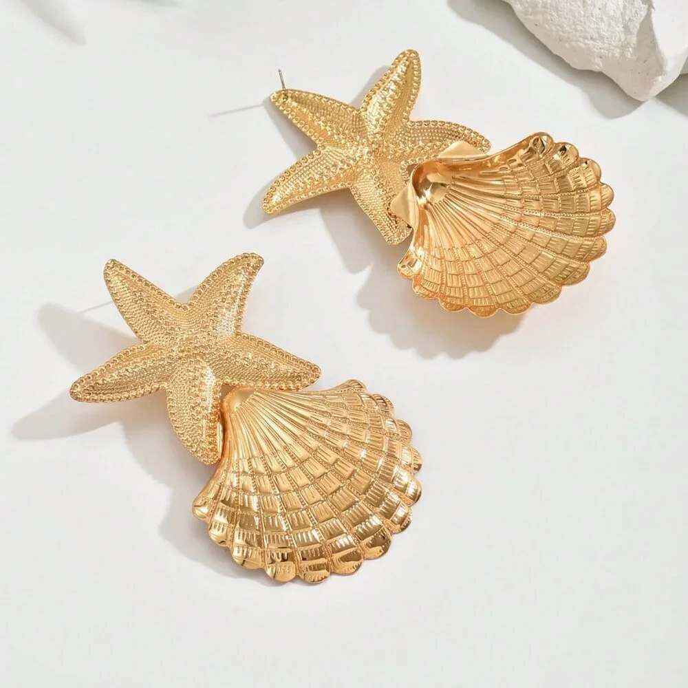 Gold Boho Women's Gold-Plated Handmade Multilayer Tassel Chunky Earrings
